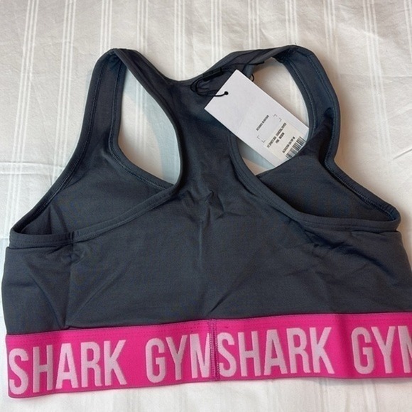 Gymshark Racer‎ Back Sports Seamless Charcoal Pink Sport Bra Size M - Picture 6 of 9